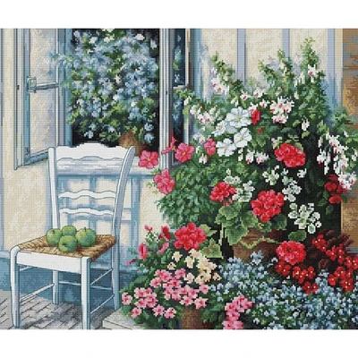Luca-s Terrace With Flowers Counted Cross Stitch Kit