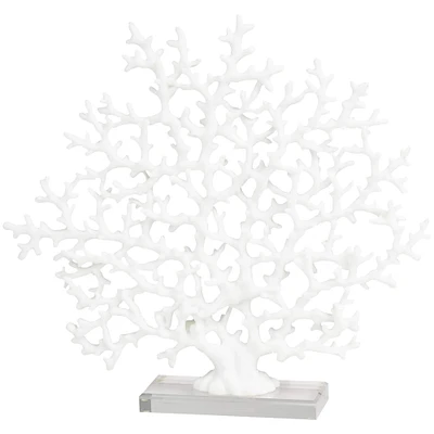 16.75" White Coral Sculpture Décor with Clear Base