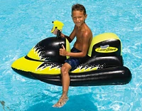 Swim Central 51" Yellow & Black Shark Inflatable Wet-Ski Pool Squirter with Gripped Handles