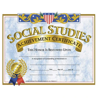 Hayes® Social Studies Achievement Certificate, 6 Packs of 30