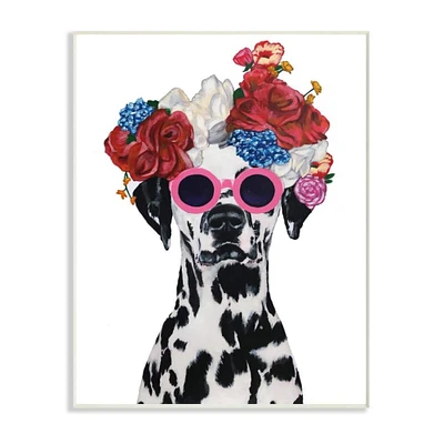 Stupell Industries Dalmatian Dog with Flower Crown Wall Art Plaque