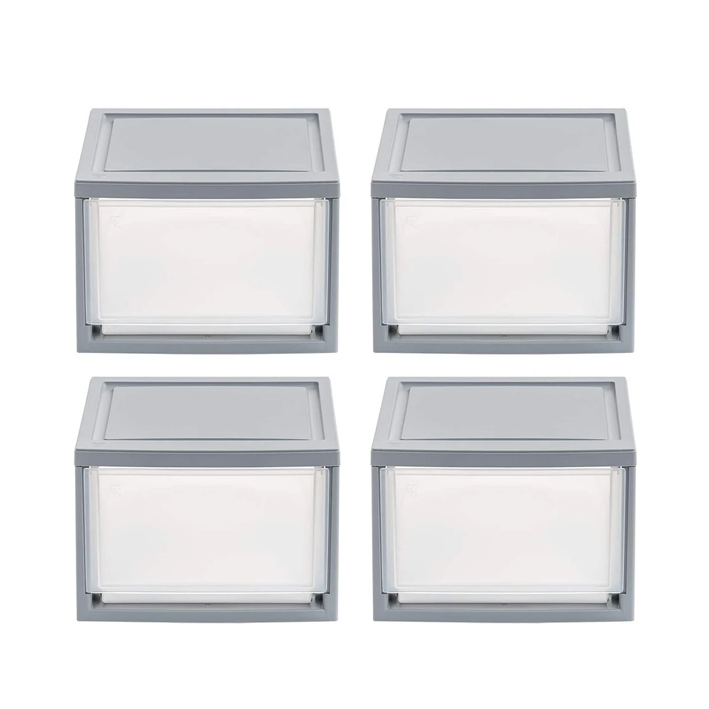 Iris® 13qt. Gray Stackable Drawer, 4 Pack