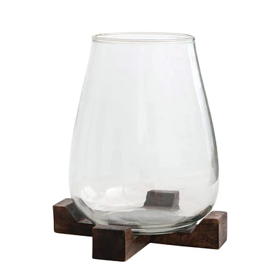 11" Glass Hurricane Candle Holder