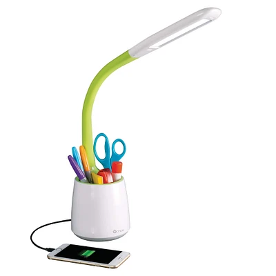 OttLite Wellness Series 23" White & Green Organize LED Desk Lamp