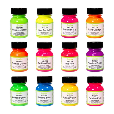 12 Packs: 12 ct. (144 total) Angelus® Neon Acrylic Leather Paint Kit