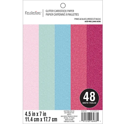 12 Pack: Pinks & Blues Glitter Cardstock Paper Pad by Recollections™, 4.5" x 7"