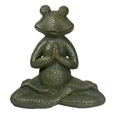 14" Gold Verdigris Yoga Frog Outdoor Garden Statue