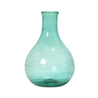 6" Teal Hand Blown Glass Vase