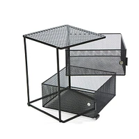 Mind Reader Black 2-Tier Metal Mesh Magnetic Organizer Slide Out Basket Drawer