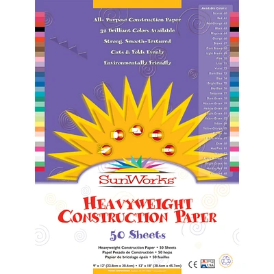 Pacon® SunWorks® 12" x 18" Assorted Color Construction Paper, 50ct.