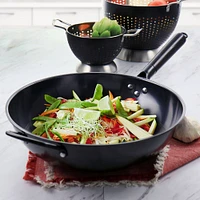 Gibson Home® Debossed 13'' Black Heavy Gauge Carbon Steel Wok