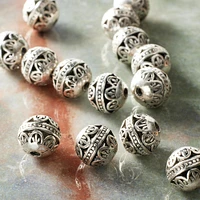 Silver Metal Filigree Round Beads, 10mm by Bead Landing™