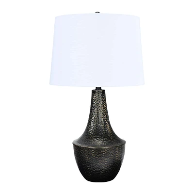 28" Hammered Metal Table Lamp with Linen Shade