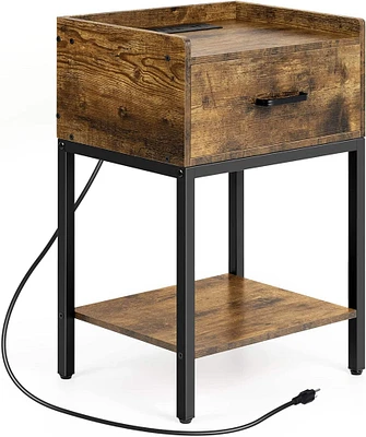 NEX™ 2 Layer Bedside End Table with Drawer & USB Ports