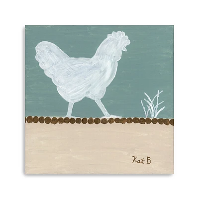 Out To Pasture IV White Chicken Canvas Giclee