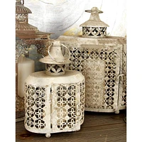 Beige Metal Rustic Lantern Set