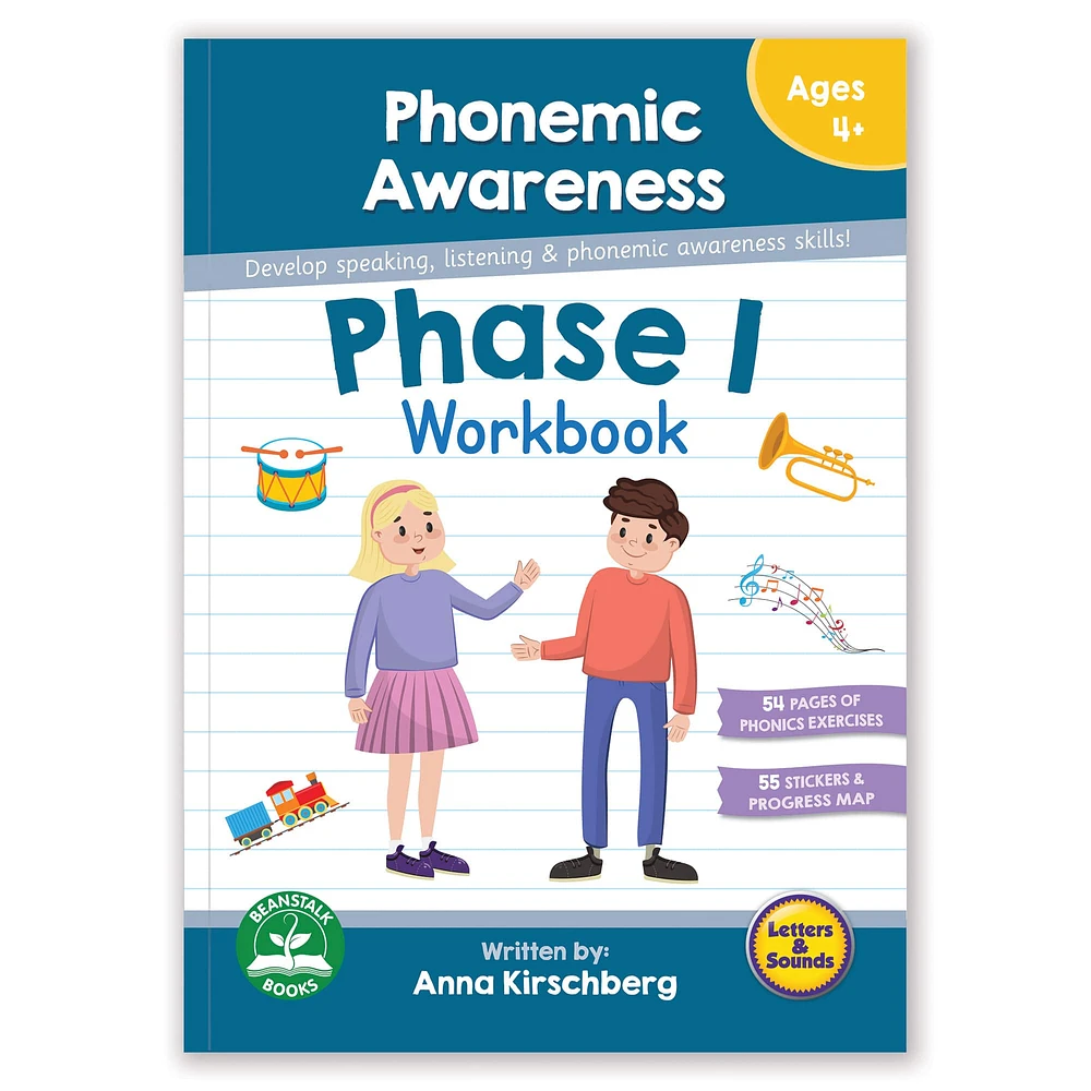 Junior Learning® Letters & Sounds Phase 1 Phonemic Awareness Educational Learning Workbook