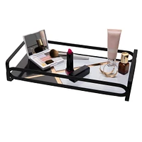 Home Details 14" Matte Black Color Block Vanity Tray