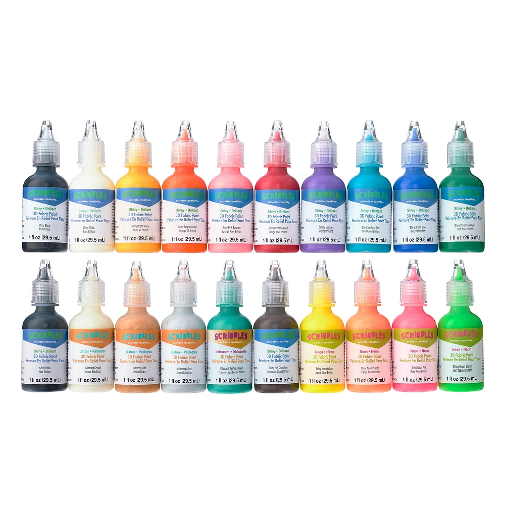 6 Packs: 20 ct. (120 total) Scribbles® Shiny Rainbow 3D Fabric Paint