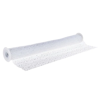 54" White Holographic Dot Tulle by Celebrate It™