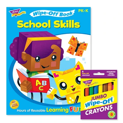 Trend Enterprises® School Skills Reusable Book & Crayons Set