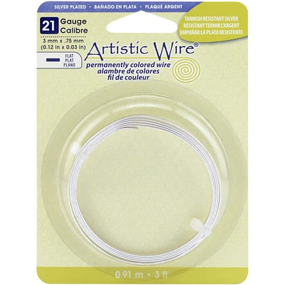 Artistic Wire® 21 Gauge Flat Silver-Plated Permanent Colored Wired, 3ft.