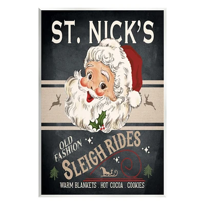 Stupell Industries St. Nick's Sleigh Rides Vintage Style Sign Wall Plaque Art