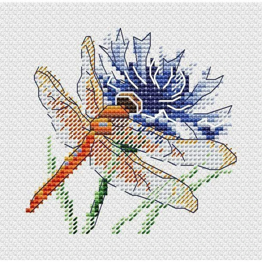 MP Studia Dragonfly And Cornflower Counted Cross Stitch Kit