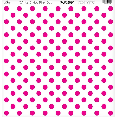Paper Café White & Hot Pink Dot 12" x 12" Cardstock, 15 Sheets