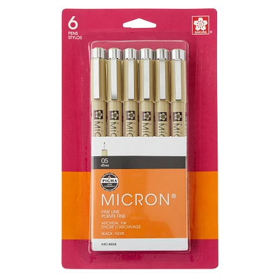 Pigma® Micron™ 05 Fine Line Black Pens, 6ct.