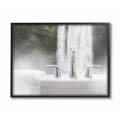 Stupell Industries Waterfall Bath Time Bathroom Black Framed Wall Art