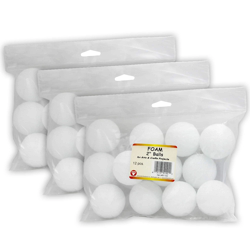 Hygloss® 2" Craft Foam Balls, 4 Packs of 12