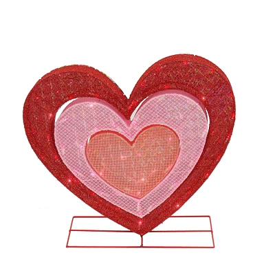 28" Valentine's Day Collection Red & Pink LED Pre-Lit Valentine's Heart Plug In Decoration
