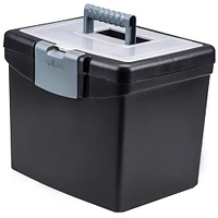 Storex Portable File Box with XL Storage Lid, Black