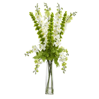 2.8ft. Larkspur & Bells of Ireland Artificial Arrangement in Clear Containers