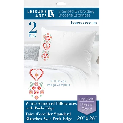 Leisure Arts® Hearts Pillowcase Stamped Embroidery Kit