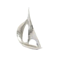 37" Silver Aluminum Sailboat Sculpture
