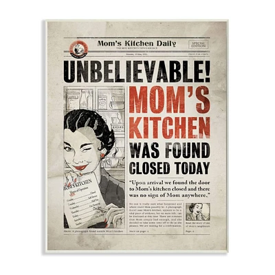 Stupell Industries Mom's Kitchen Newspaper Wooden Wall Plaque