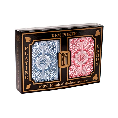 KEM Wide Arrow Red & Blue Playing Cards