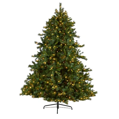 8ft. Pre-Lit Wyoming Mixed Pine Artificial Christmas Tree, Clear Lights