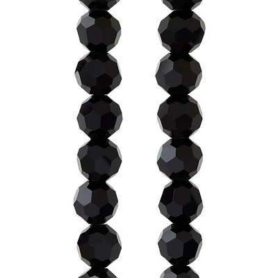 Black Glass Faceted Round Beads, 10mm by Bead Landing™