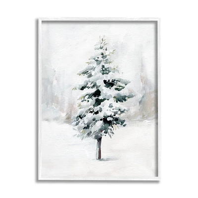 Stupell Industries Wintery Snow Tree Scene Framed Giclee Art