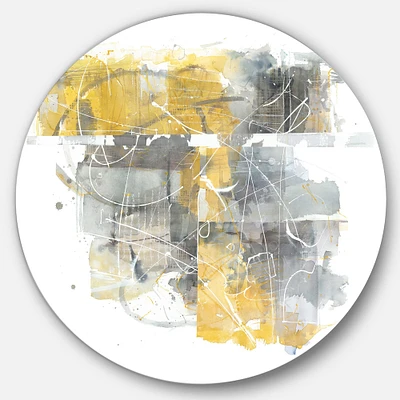 Designart - Moving In and Out of Traffic II Yellow Grey