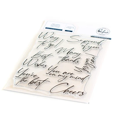 Pinkfresh Studio Modern Script Sentiments Clear Stamp Set