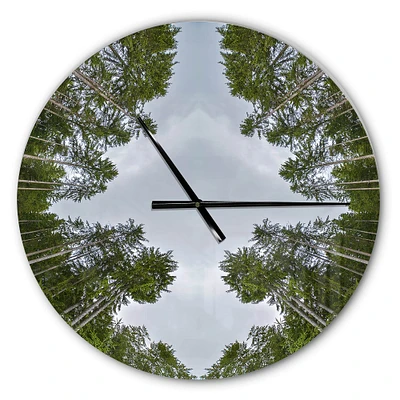 Designart Circle Composition of Coniferous Trees Modern Wall Clock