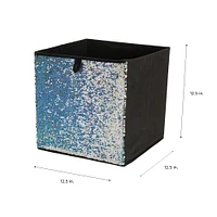 Organize It All Silver Reversible Sequin Storage Cube