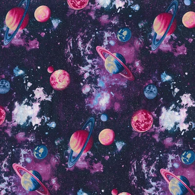 Fabric Traditions Out of This World Planets Glitter Novelty Cotton Fabric