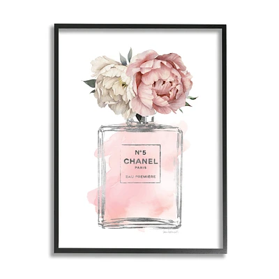 Stupell Industries Vintage Soft Flowers in Pink Fashion Fragrance Bottle Framed Wall Art