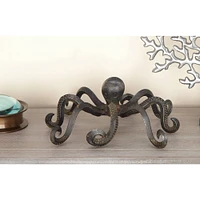 12" Black Metal Coastal Octopus Sculpture