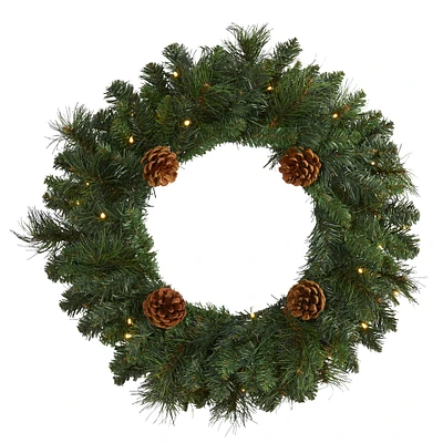 20" LED Pine & Pinecone Artificial Christmas Wreath